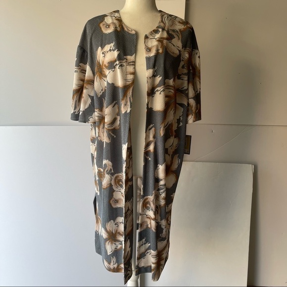 Maya Brooke Women Plus Size Hawaiian Floral Cardigan Jacket Long Open Front, 18W - Picture 7 of 15